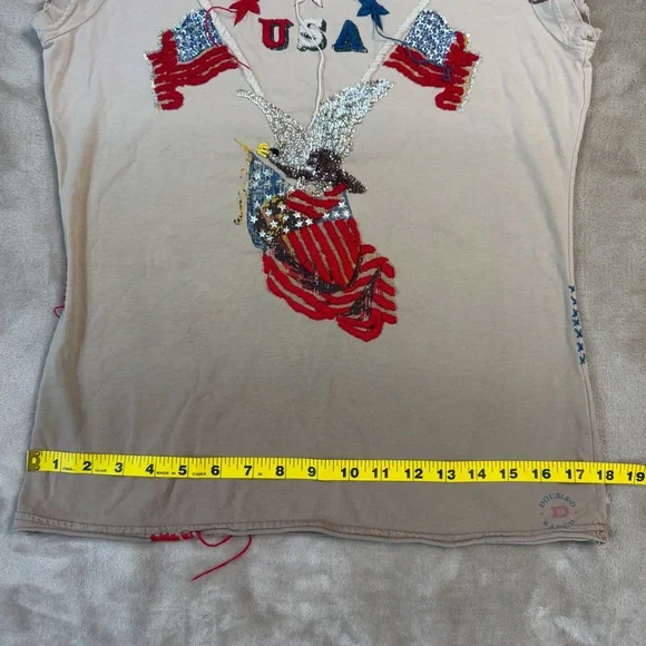 Double D Ranch Play Nice U S A Patriotic Embroidered Tee Size Medium - Picture 13 of 13